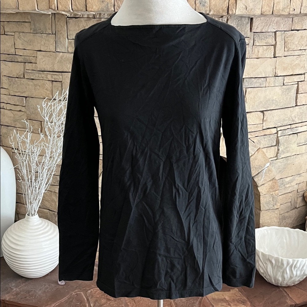 Tomas Maier Black Long Sleeve Women's Top with Squared Neckline Size XS
